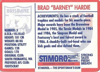 1991 Scanlens Stimorol #148 Brad Hardie Back